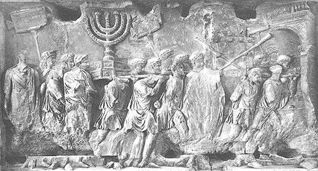 Darstellung der Plünderung des Tempels auf dem Titusbogen